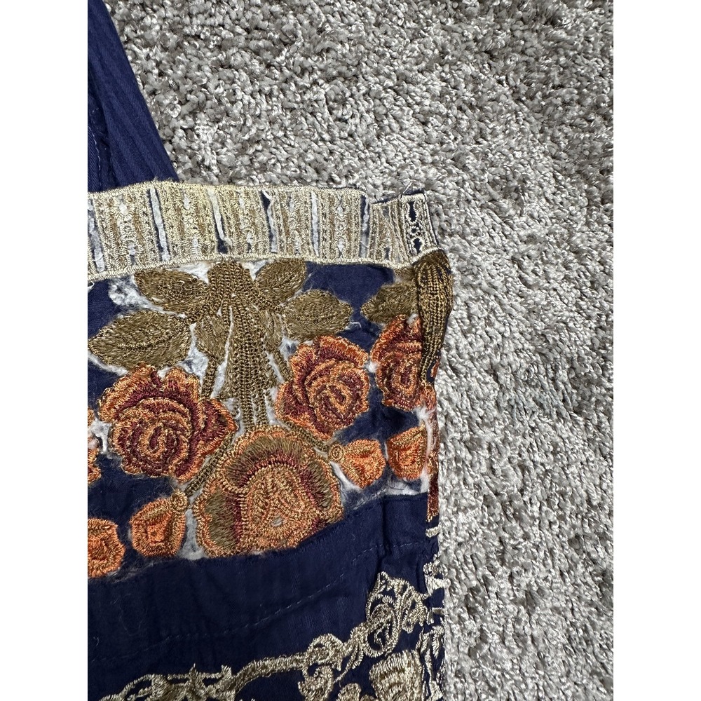 Embroidered Kurta Dress Womens Medium Blue Floral‎ Shalwar Kameez Tassel Ethnic - Picture 12 of 16